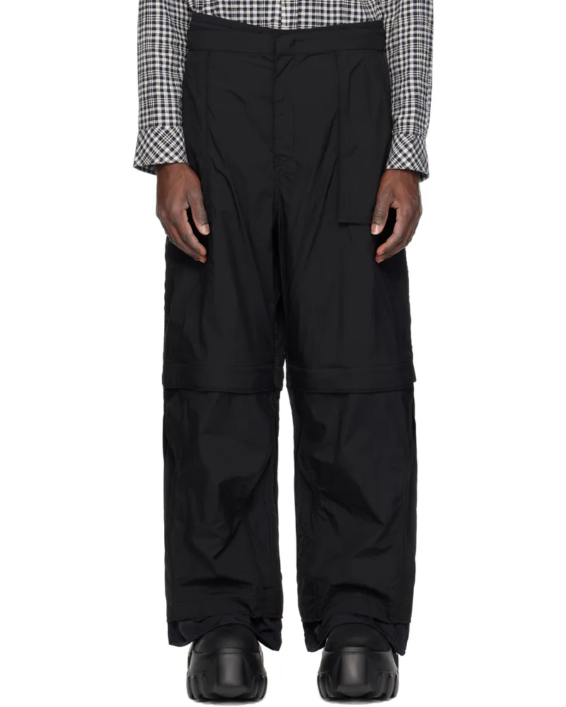JUUN.J Black Nylon Layered Trousers Black