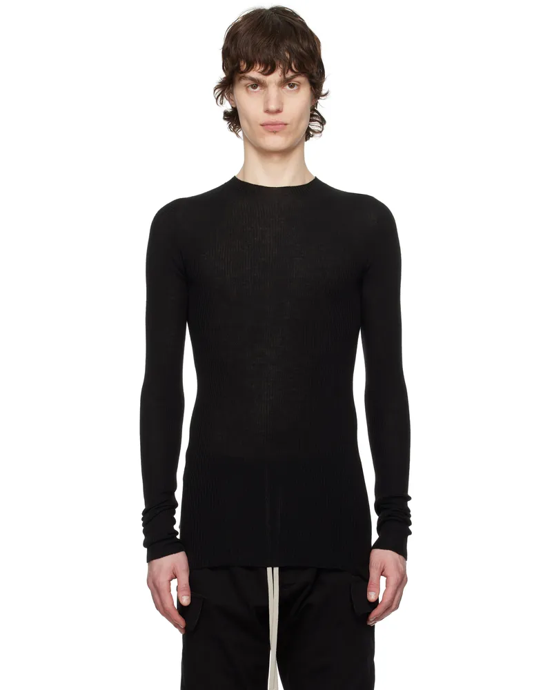 Rick Owens Black Hollywood Ribbed Round Neck Sweater 09