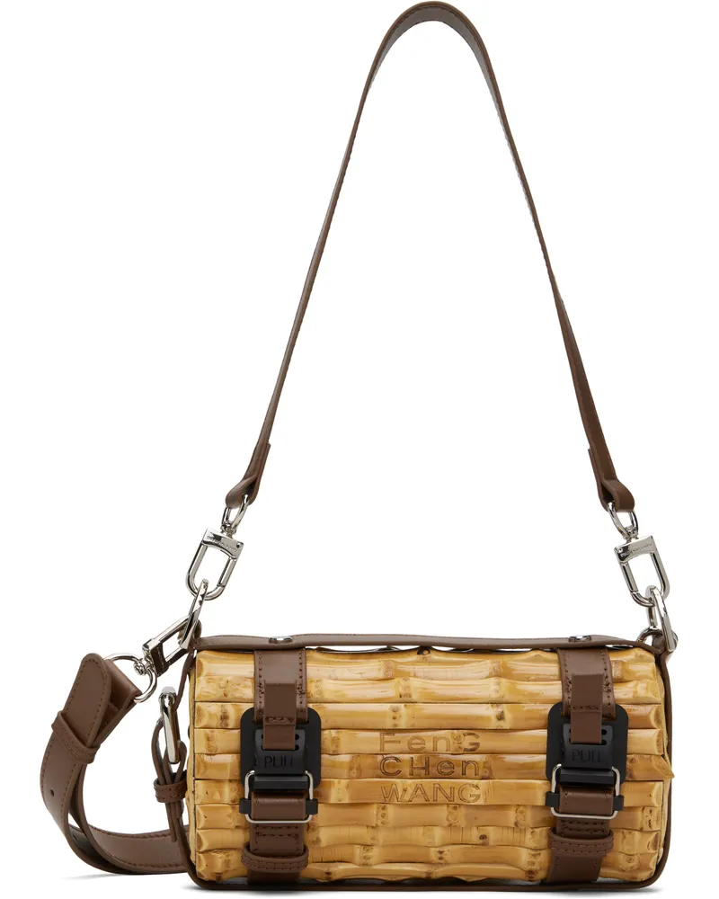 Feng Chen Wang Beige & Brown Cylinder Bamboo Bag Bamboo