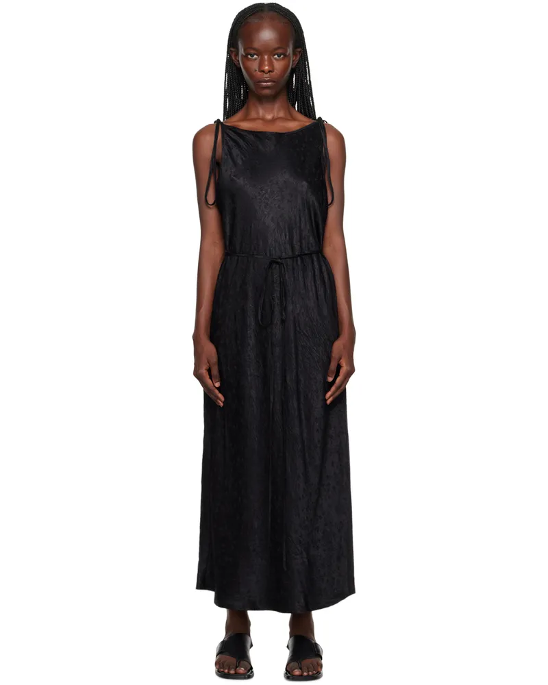 Song For The Mute Black Tied Wrap Midi Dress Black
