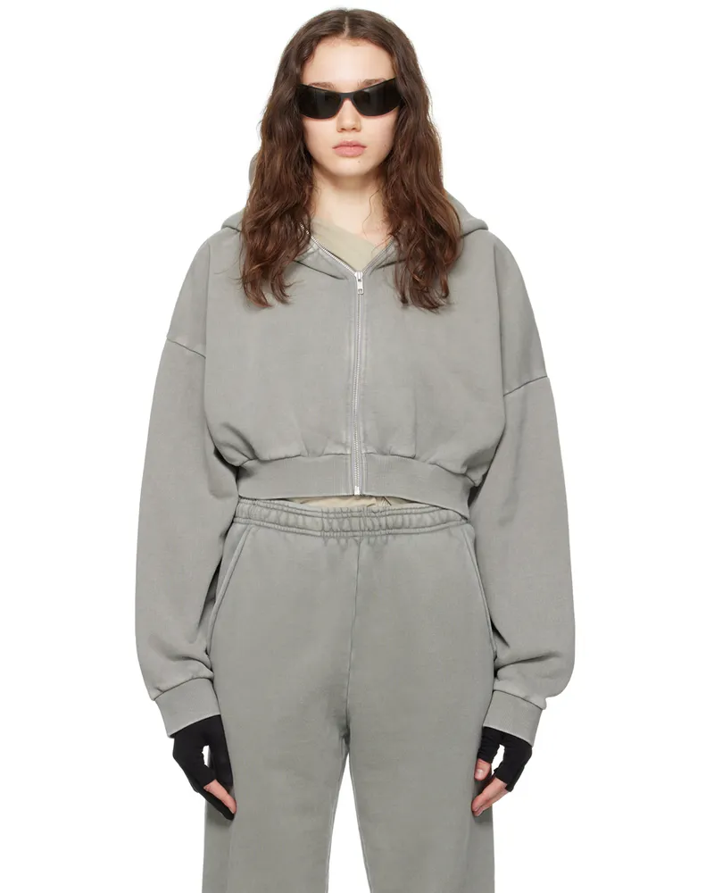 Entire Studios Gray Cropped Hoodie Rhino