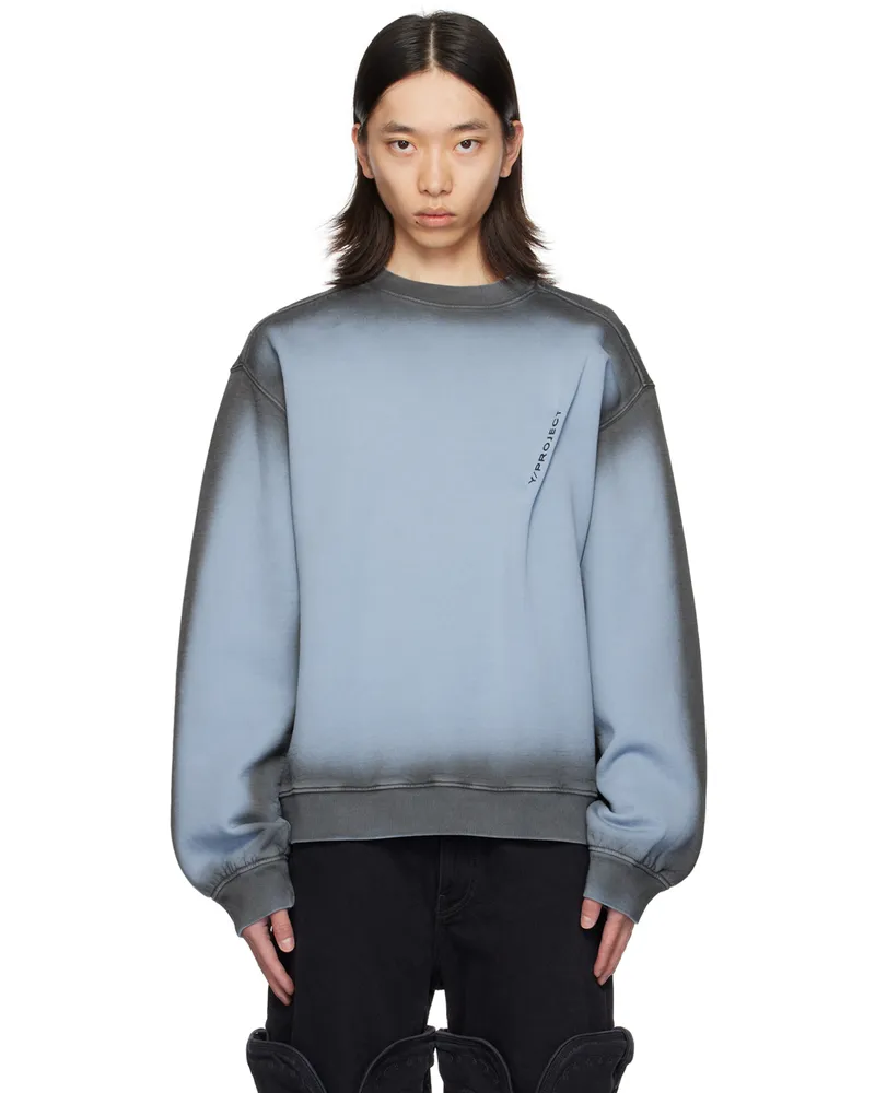 Y/PROJECT Blue Pinched Logo Sweatshirt Blue