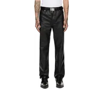Black Croc Faux-Leather Trousers