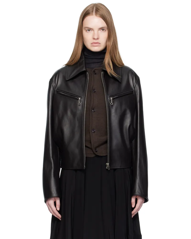 Christophe Lemaire Brown Boxy Leather Blouson Jacket Br561