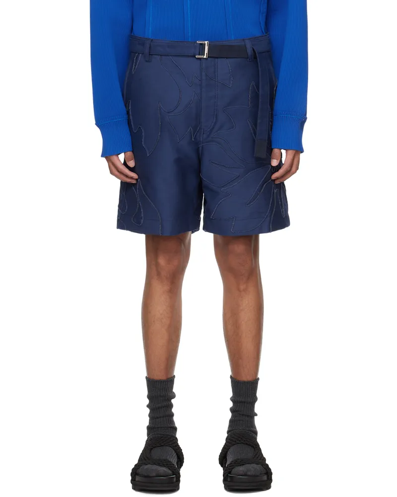 Sacai Blue Embroidered Shorts 401