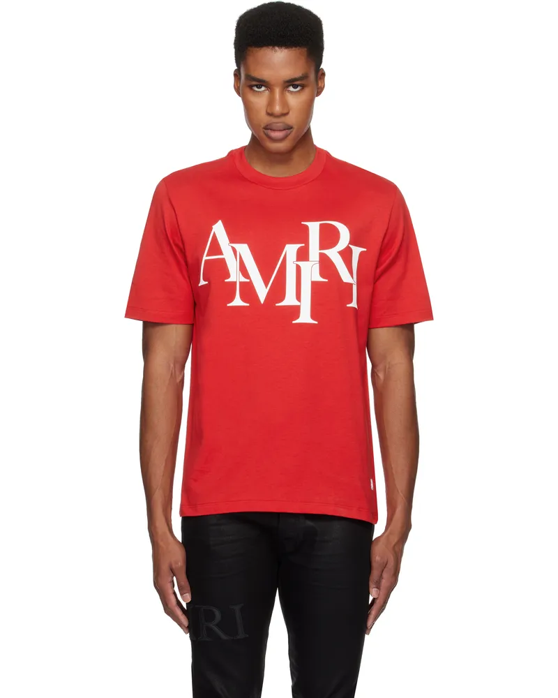 Amiri Red 'AMIRI' Staggered Logo T-shirt Red