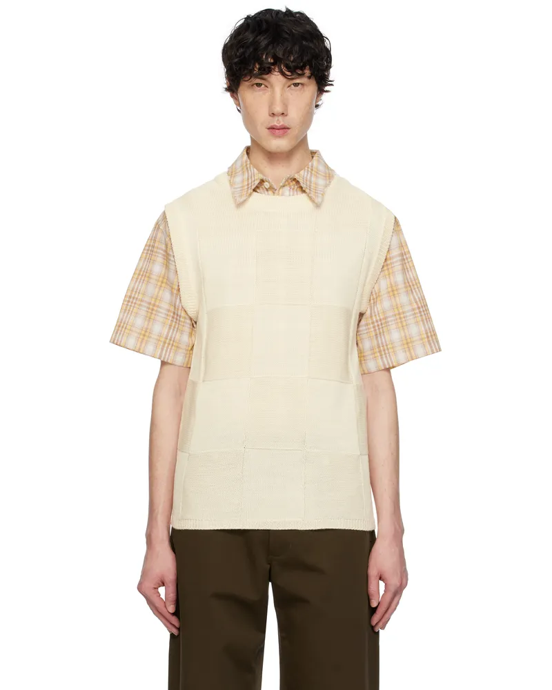 AFTER PRAY Off-White Damier Knit Vest Ivory
