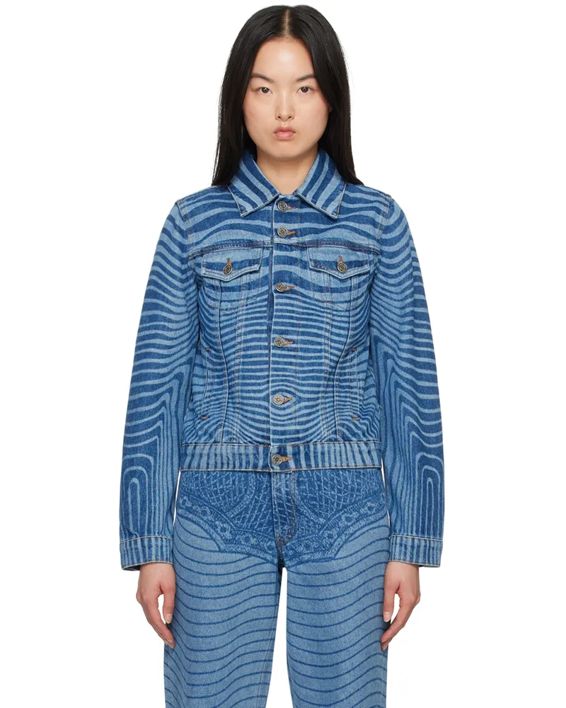 Jean Paul Gaultier Blue Laser Printed Denim Jacket 57