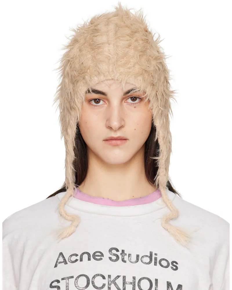 Acne Studios Beige Fluffy Beanie Aek