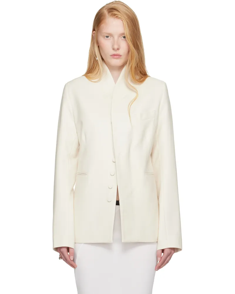 AARON ESH SSENSE Exclusive Bridal Capsule Collarless Blazer White