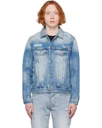 ksubi Blue Distressed Denim Jacket Denim