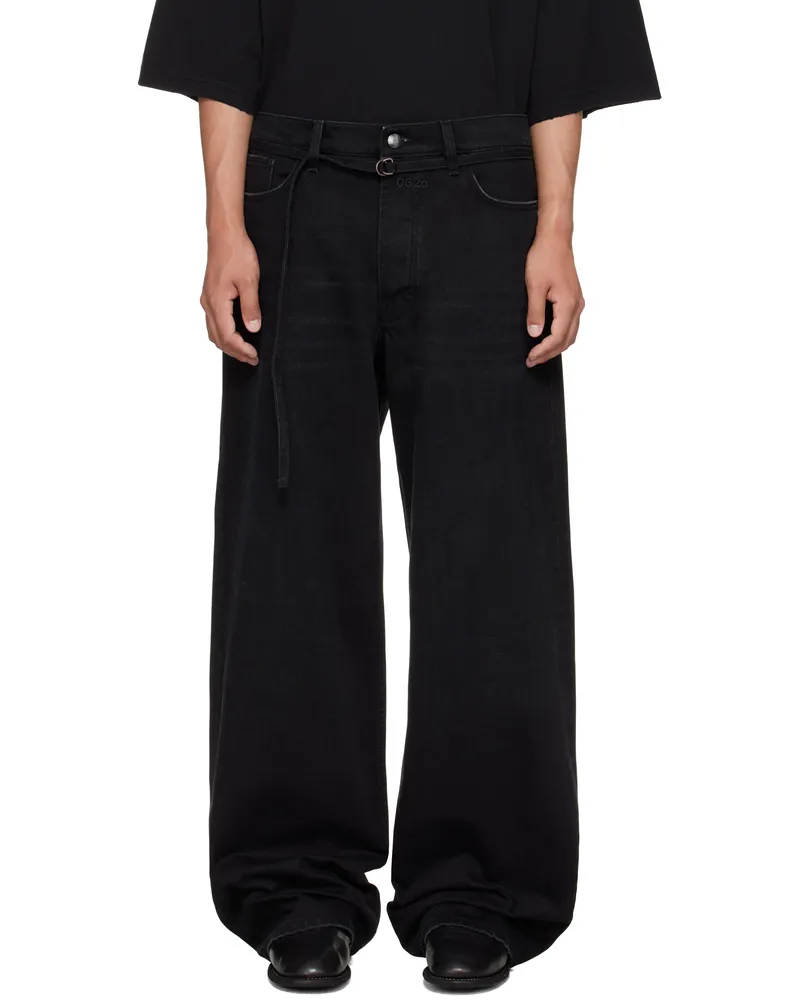 032c Black Down To Earth Wide Leg Jeans Washed