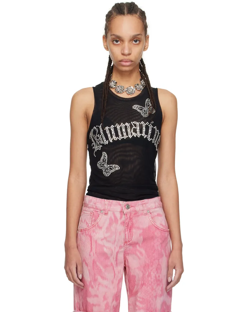 Blumarine Black Butterflies Tank Top N0990