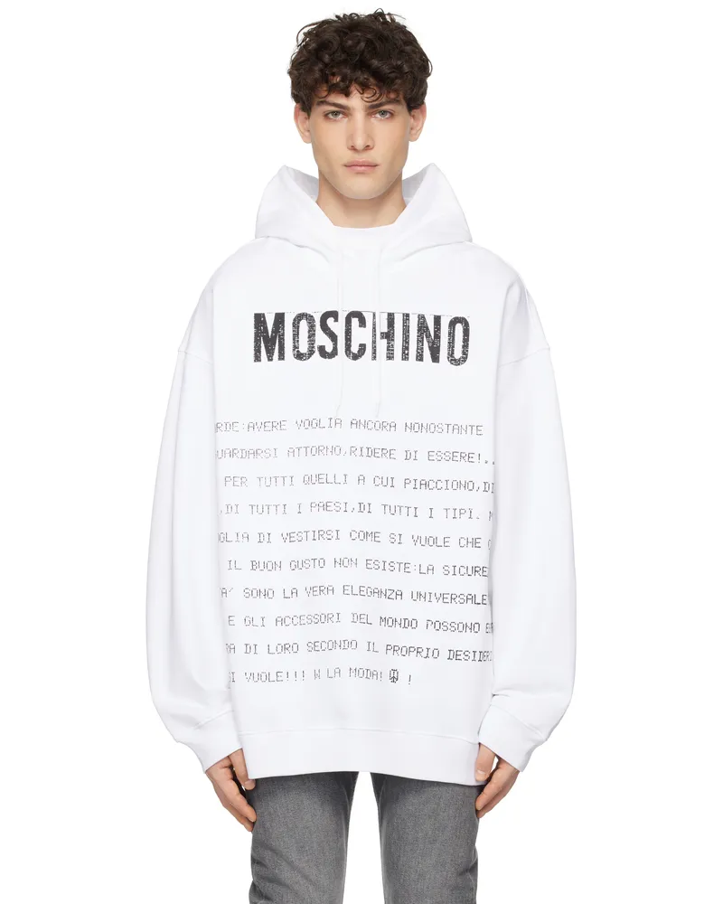 Moschino White Message Hoodie Multi