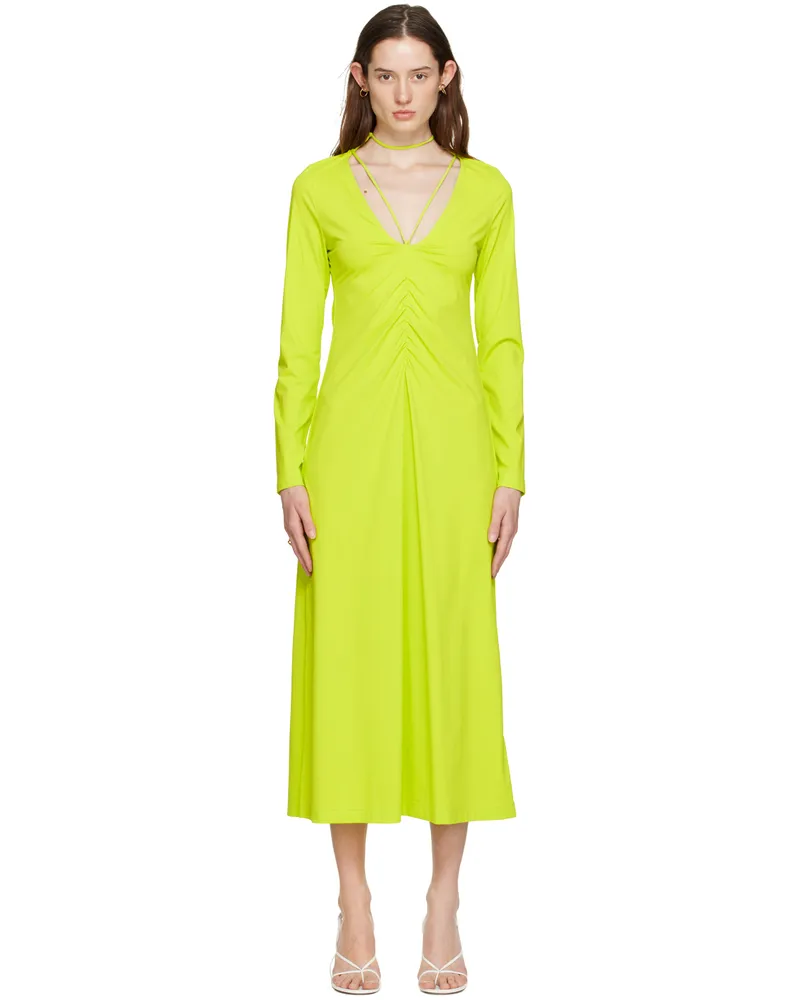 Saks Potts Green Nikola Midi Dress Neon