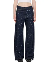 MSGM Blue Wide-Leg Studs Jeans Blue