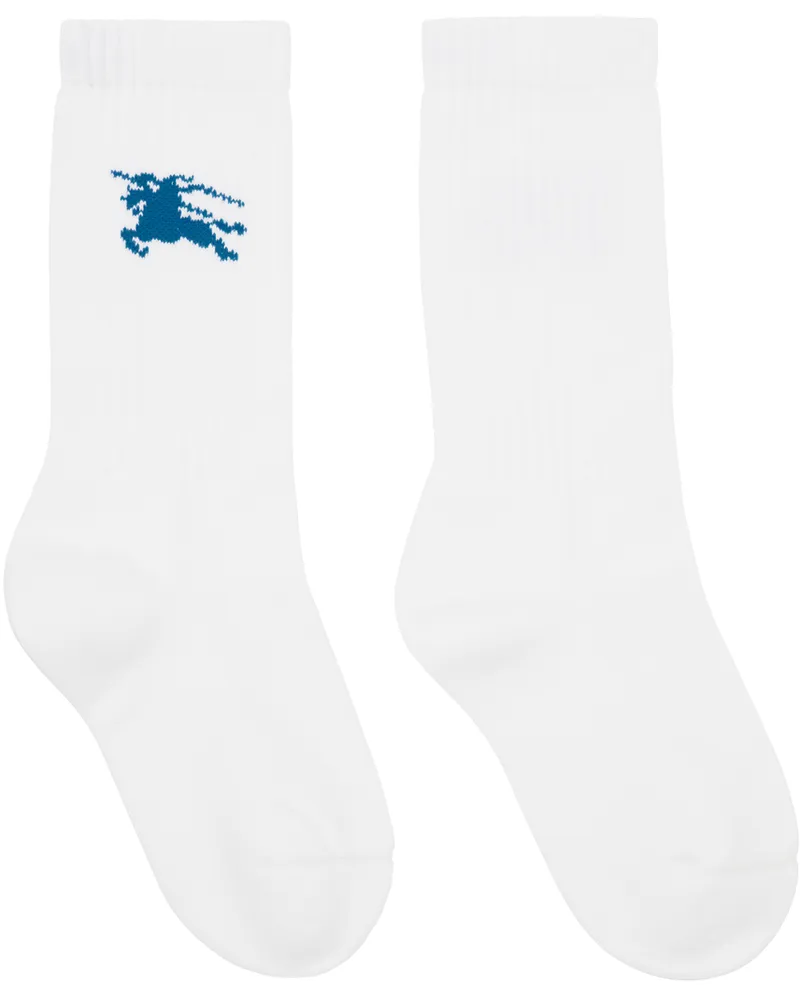 Burberry White Ribbed Cotton Blend Socks White