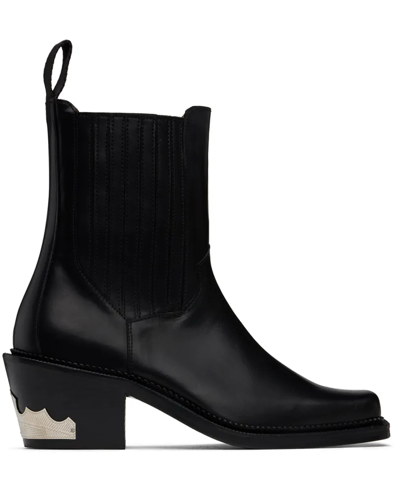 Toga Black Leather Chelsea Boots Black