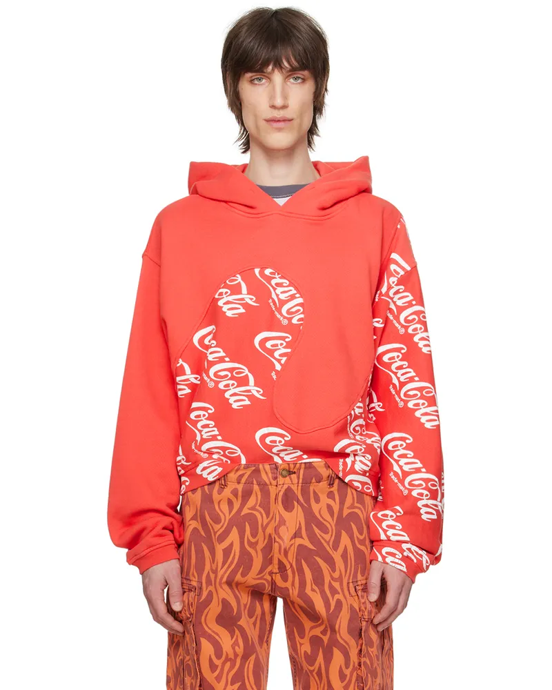 ERL Red Swirl Hoodie Red