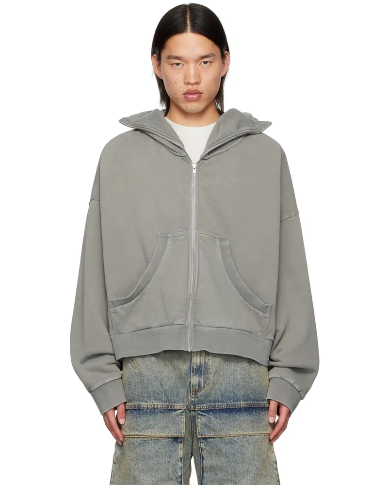Entire Studios Gray Full Zip Hoodie Rhino