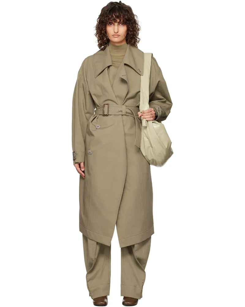 Christophe Lemaire Khaki Water-Repellent Trench Coat Gr619