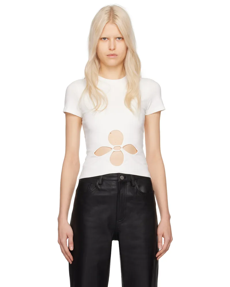 Olēnich White Floral Cutout T-Shirt White