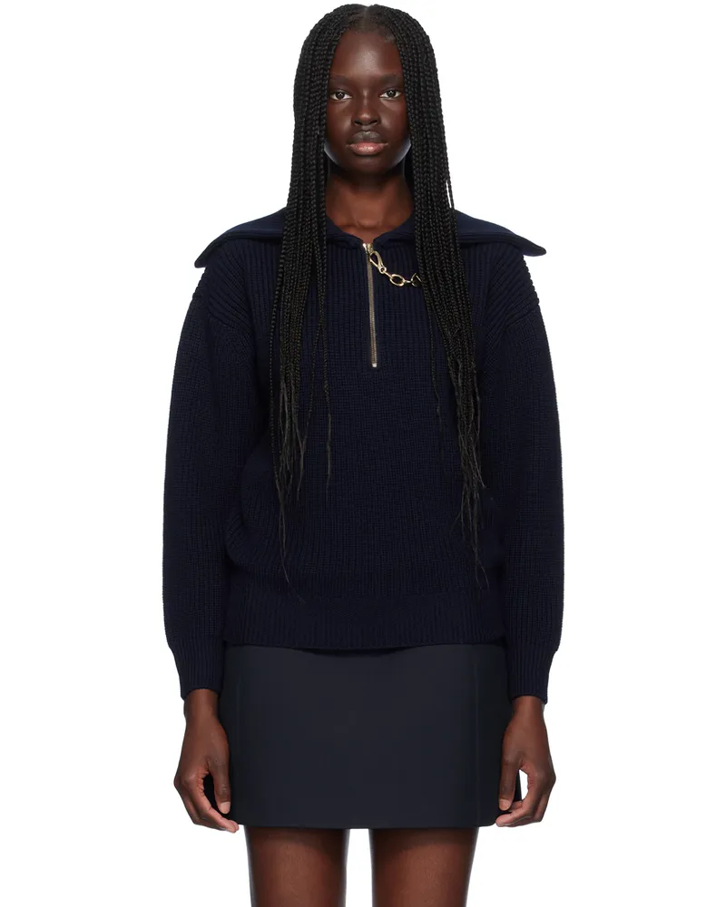 Valentino Garavani Navy VLogo Chain Sweater 598