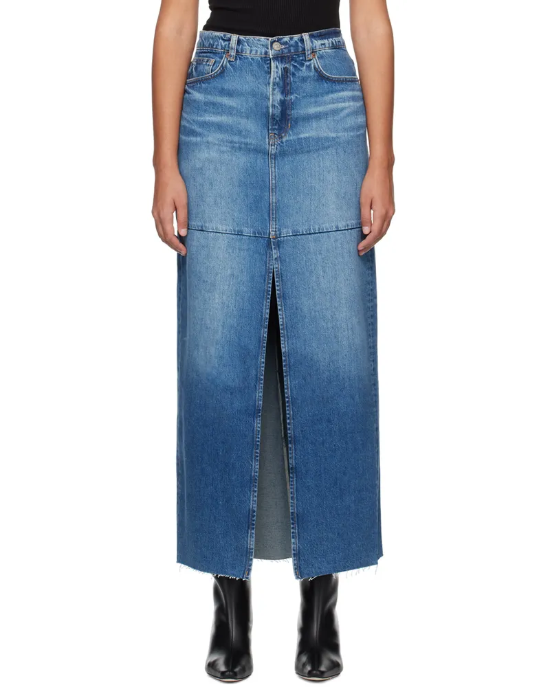 Reformation Blue Tazz Denim Maxi Skirt Hemlock