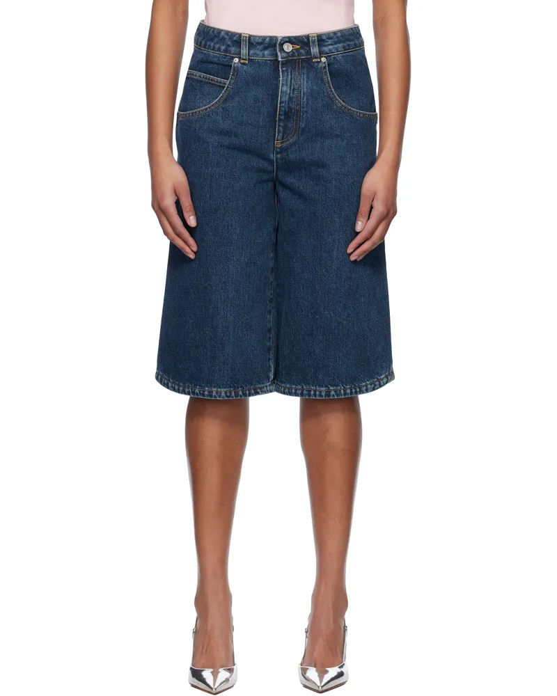 Givenchy Blue Curved Side Denim Shorts 420-medium