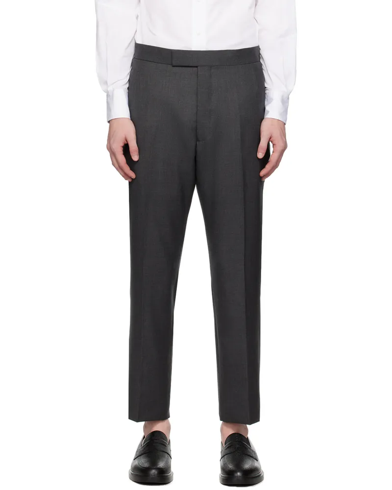 Thom Browne Gray Super 120s Backstrap Trousers Dark