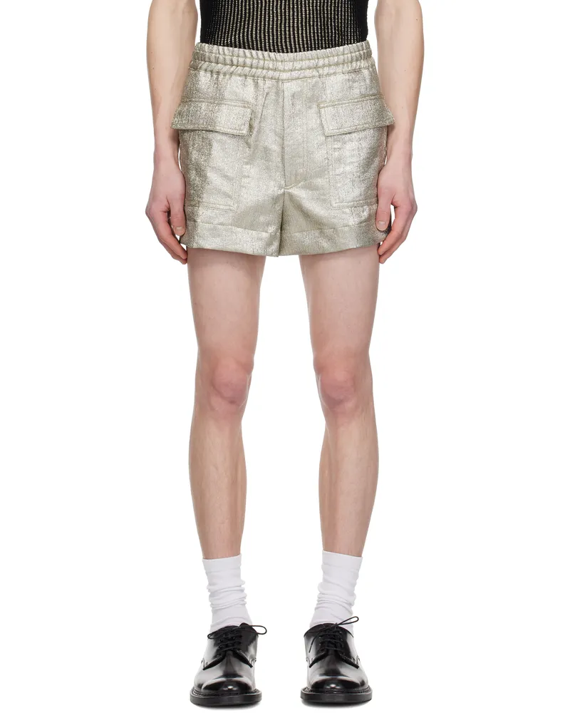 Dries van Noten Silver Lamé Shorts 952