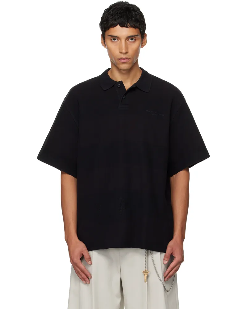 Alexander Wang Black Rib Short Sleeve Polo 963b