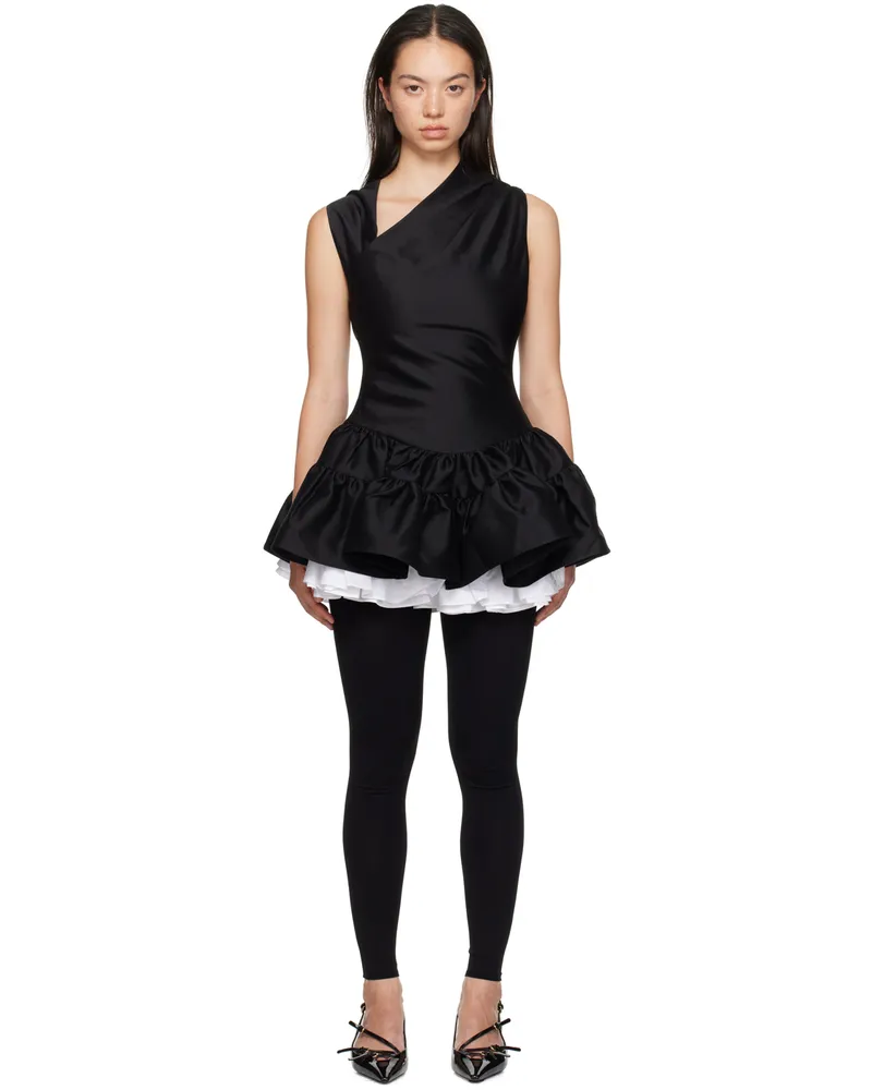SHUSHU/TONG Black Multilayer Bubble Minidress Ba100