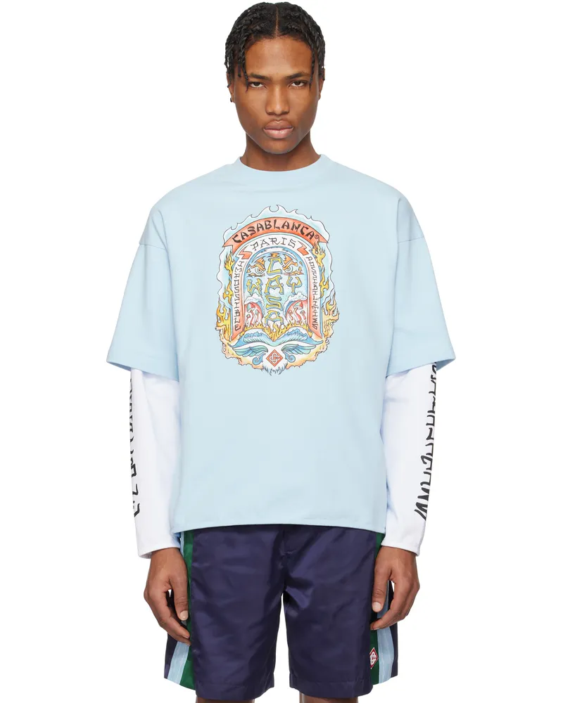 Casablanca Paris Blue 'Casa Way' Skate Double Layer T-shirt Light