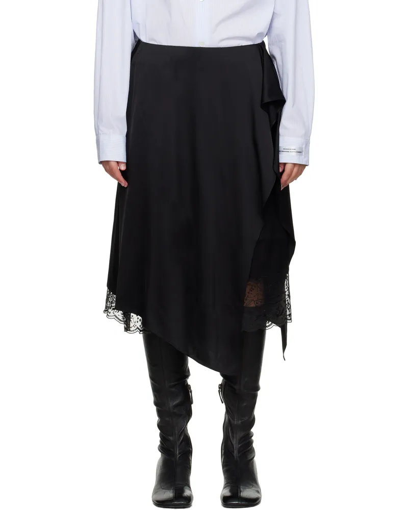 Acne Studios Black Layered Satin Midi Skirt 900