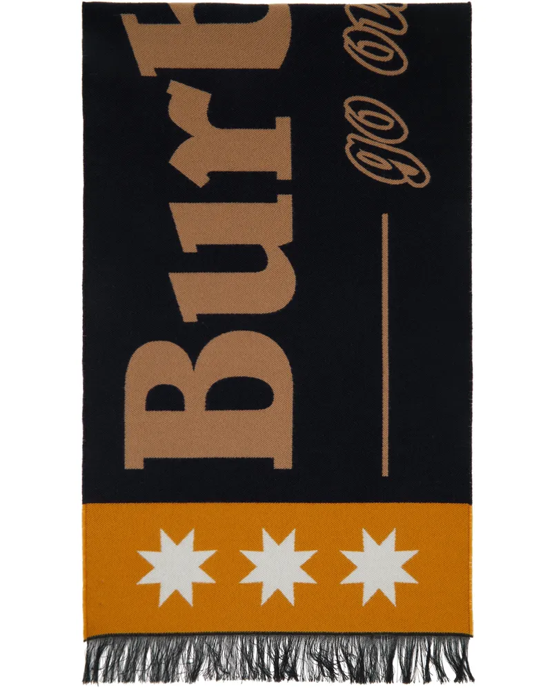 Burberry Navy Jacquard Logo Scarf Navy