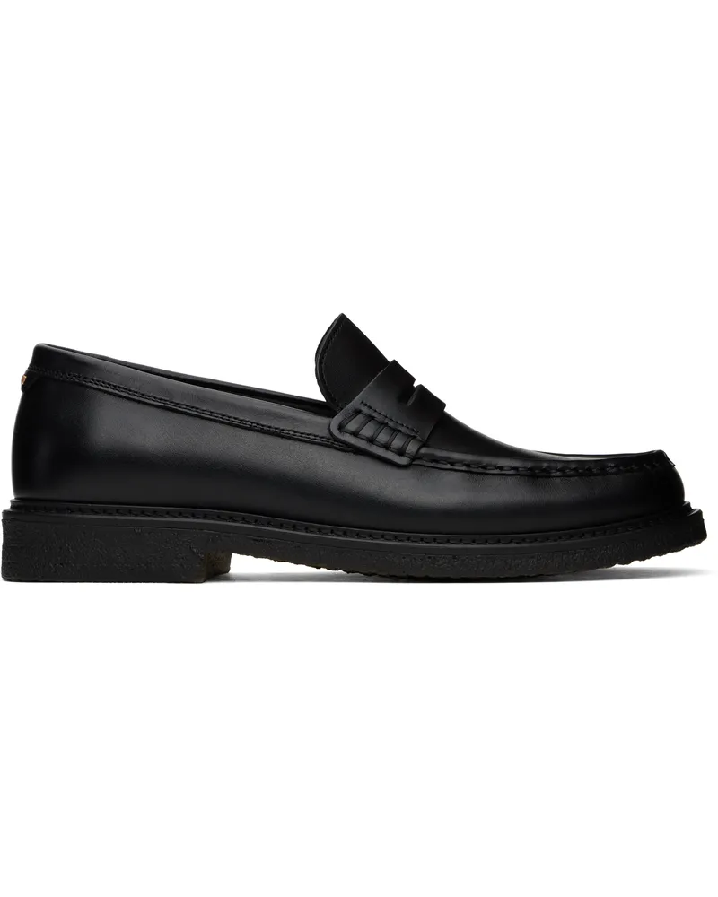 HUGO BOSS Black Polished-Leather Loafers 001-black