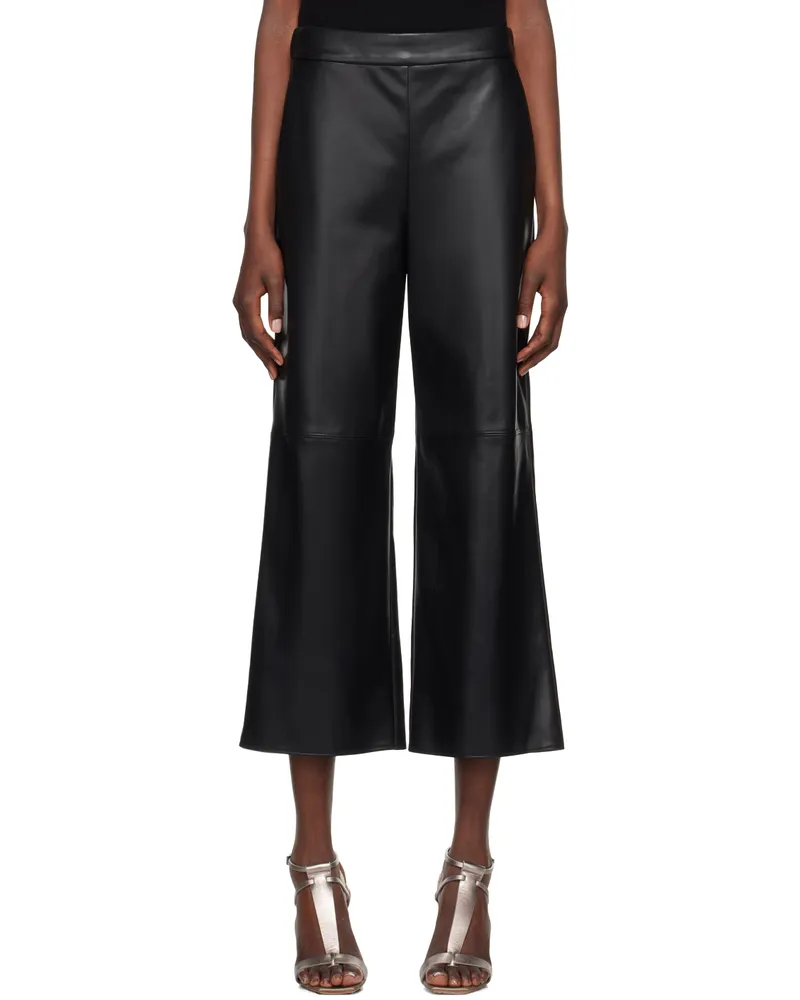 Max Mara Black Luciana Faux-Leather Trousers 001