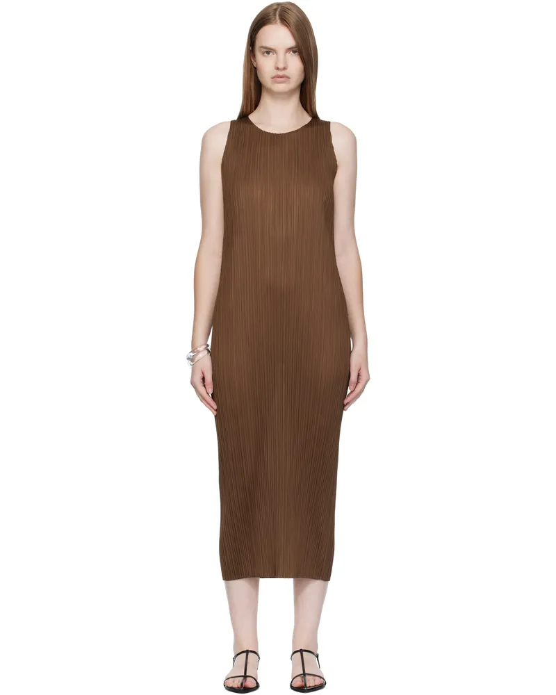 Issey Miyake Brown New Colorful Basics 4 Maxi Dress 44