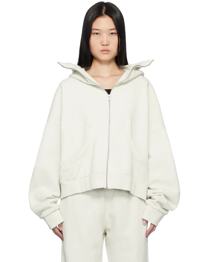 Entire Studios Off-White Full Zip Hoodie Rice