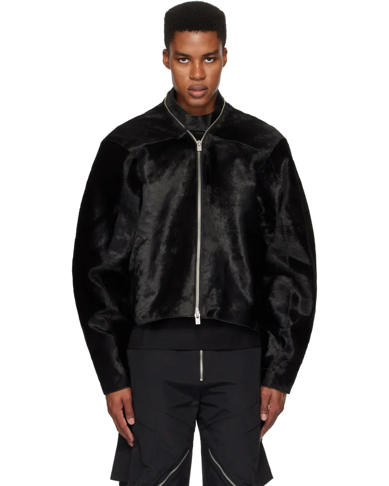Heliot Emil Black Lorica Leather Jacket Black