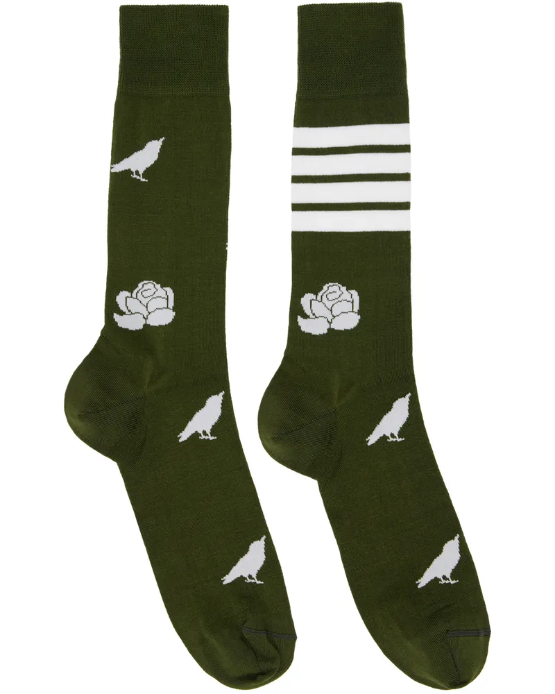 Thom Browne Green Jacquard Socks 322