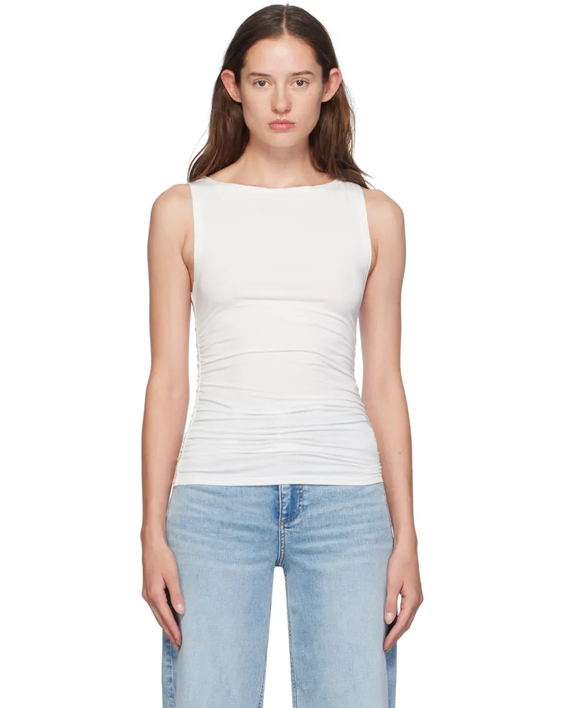 Rag & Bone White Luca Shirred Tank Top Wht