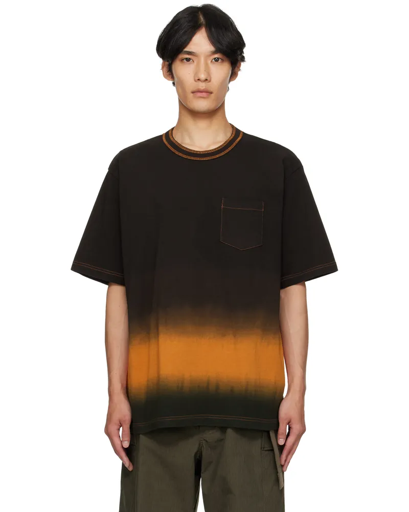 Sacai Brown & Orange Garment Dye Cotton Jersey T-shirt 601