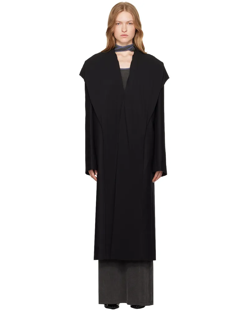 Y/PROJECT Black Draped Hood Coat Black