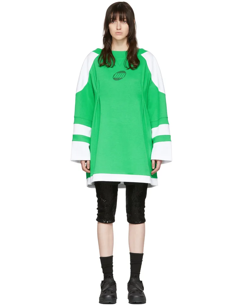 WE 11 DONE Green Cotton Mini Dress Green