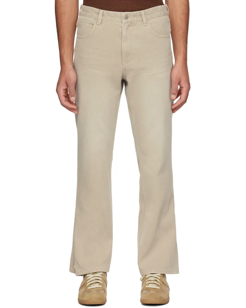 SOLID HOMME Beige Button Jeans 413e