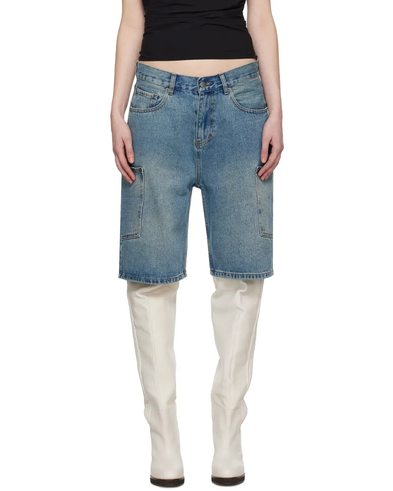 Wynn Hamlyn SSENSE Exclusive Indigo Denim Shorts Mid