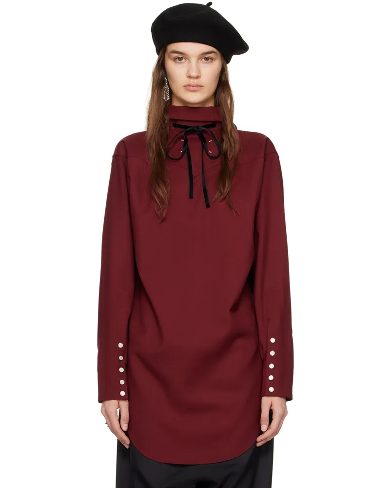 Maison Margiela Burgundy Self-Tie Blouse 248