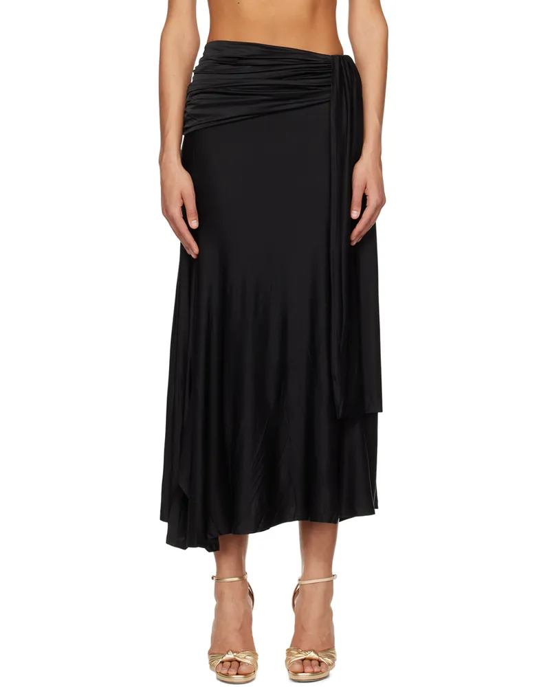 Paco Rabanne Black Ruched Maxi Skirt P001